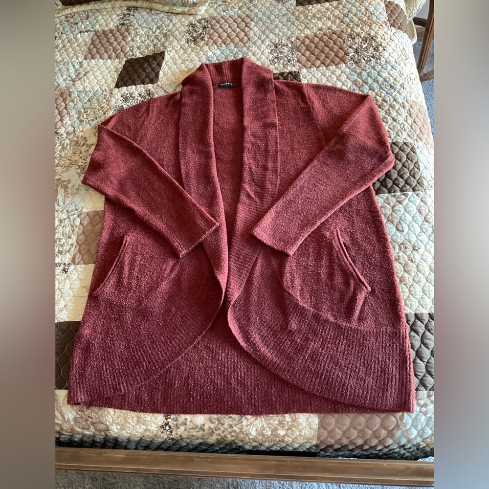 Super Soft and Chic Burgandy Women's Cardigan with shawl collar